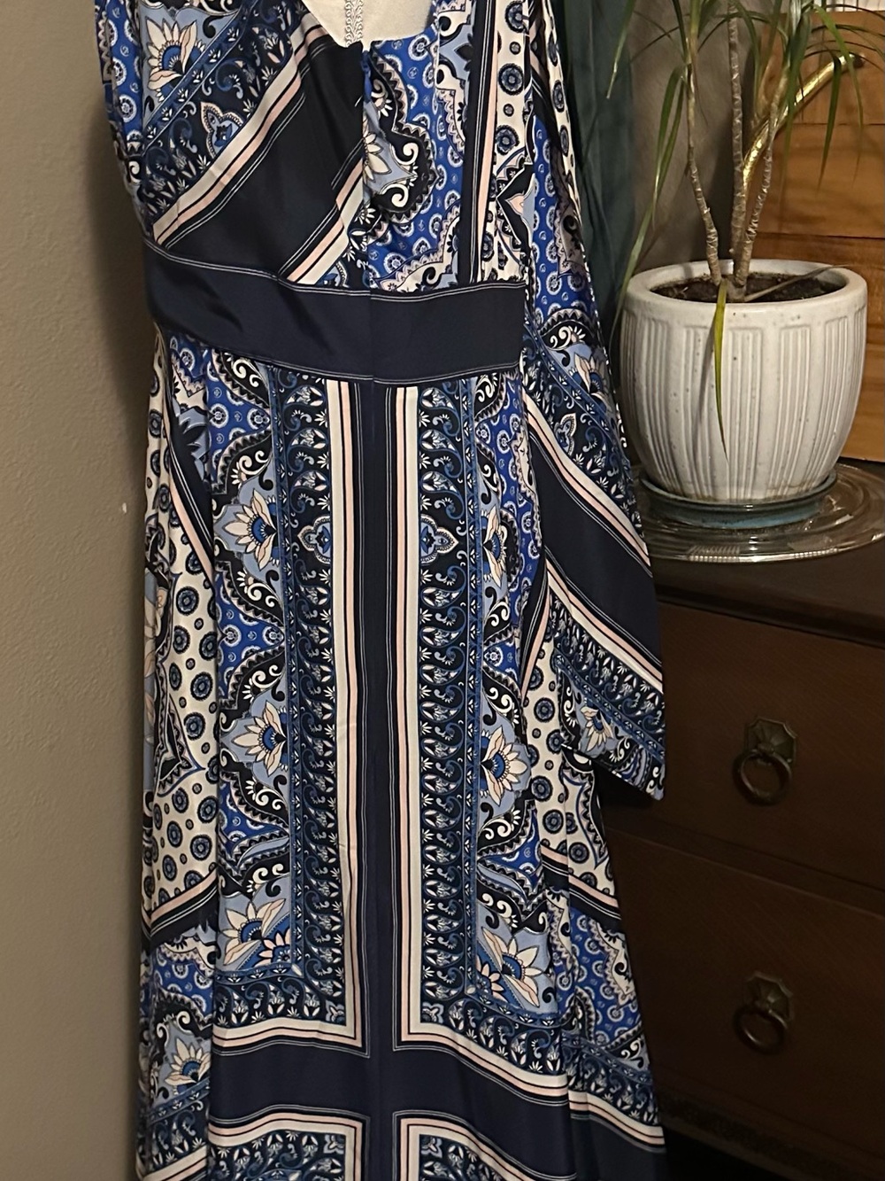 Eliza J Blue Patterned Halter scarf Maxi Dress 14 - Picture 4 of 7